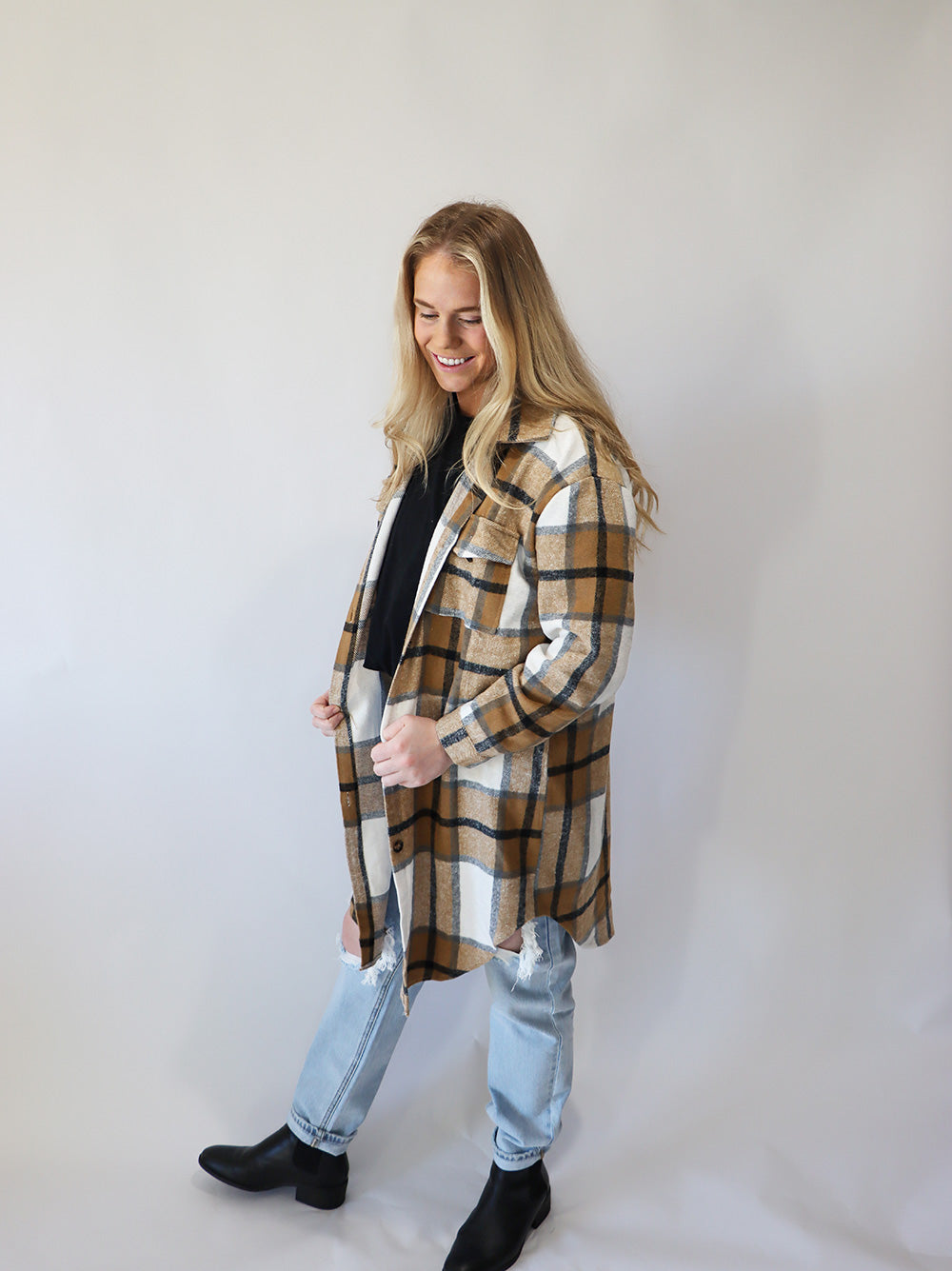 Longline Plaid Shacket